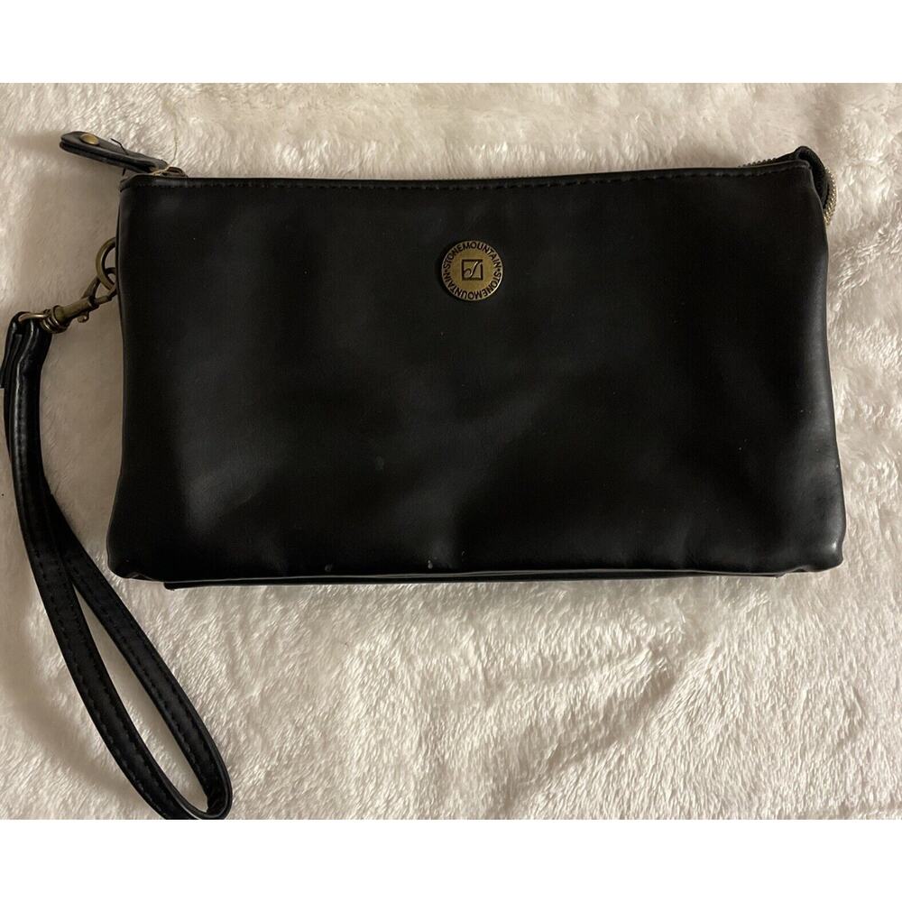 Stone Mountain USA Black Leather Wallet Wristlet 5”x 9” , Soft Smooth Black‎